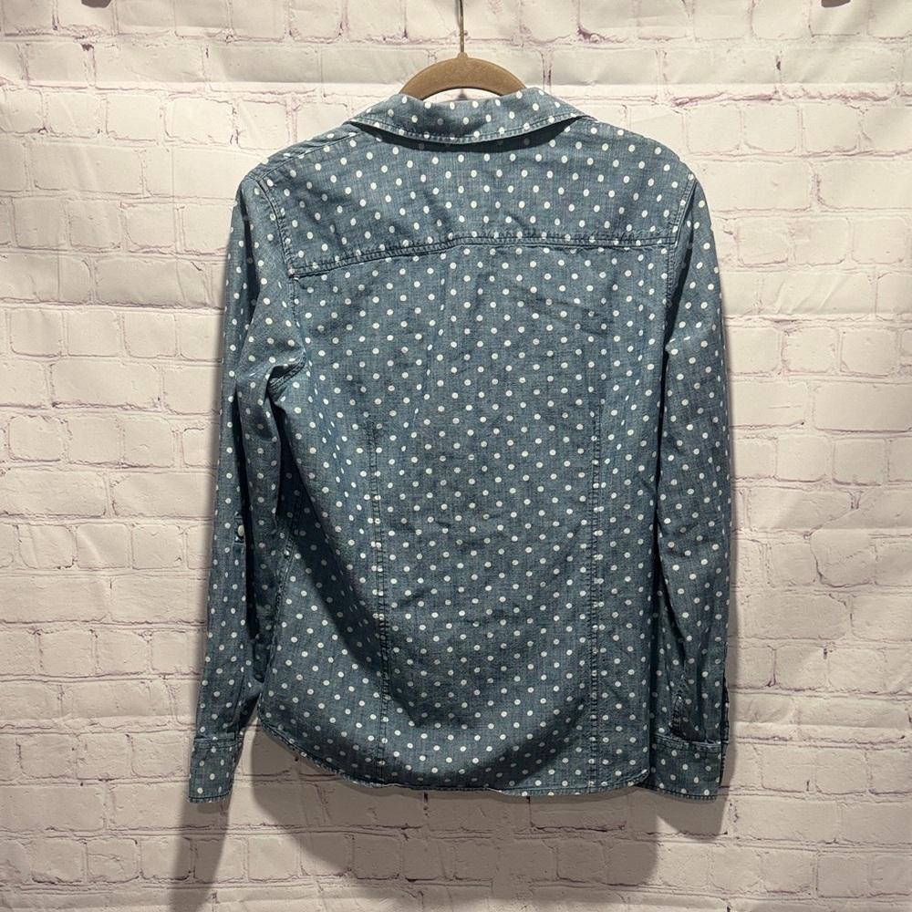 Talbots‎ Blue Polka Dot Button-Down Shirt 100% cotton Woman’s size 6 - Picture 3 of 5